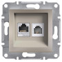 Розетка компьютерная RJ45 cat5e UTP + телефонная RJ11 Schneider Electric Asfora Бронза EPH4900169
